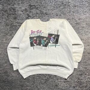 Vintage Jo-El Sonnier Crewneck Sweatshirt Mens Large White Autographed 80s 90s